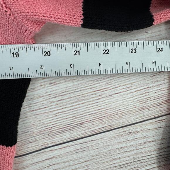 Veronica Beard Pink and Black Striped Cropped Button Cardigan - Picture 8 of 9